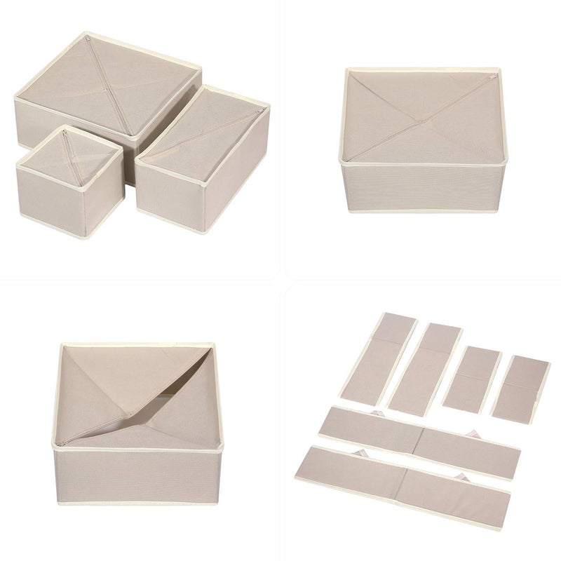 TENABORT 21 Pack Foldable Drawer Organizer Dividers Cloth Storage Box Closet Dresser Organizer Cube Fabric Containers Basket Bins for Underwear Bras Socks Panties Lingeries Nursery Baby Clothes Beige - Image 3